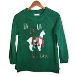 Rockin' Around Christmas Faux Fur Plush llama Sequined Pullover Sweater Photo 0