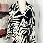 H&M Long Sleeve Floral Collared Mini Wrap Dress Beige/Black Size M Photo 0