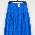 J.Crew Drop Waist Eyelet Midi Skirt Bright Grotto Blue A Line Cotton Small NWT Photo 8