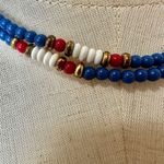 Monet vintage red white and blue long beaded necklace Photo 2