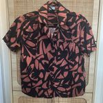 A New Day Brown and black linen button down top Photo 1