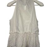 Women’s J.Crew White Eyelet Mockneck Sleeveless Top Medium Summer Resortwear Photo 4