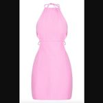 Pretty Little Thing Dress 8 NWT Woven Cut Out Side Halterneck Bodycon Barbie Pink Photo 3