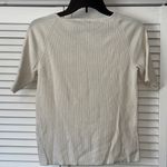 Liz Claiborne Cream Ribbed Crew Neck Sweater Short Sleeve 72% Silk Size S Photo 1