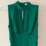 Amanda Uprichard Kimora Mini Dress in Dark Green Size XS Cut Out V-Neck Ruched Photo 2