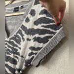 Tribal Sweater Dress Womens M Silver Gray Zebra Print Belted Tunic Top Size M Photo 3