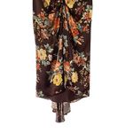 Veronica Beard  Pixie Floral Print Skirt Oxblood Multi Silk Ruched Midi Size S 4 Photo 4