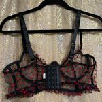 Sexy Black Sheer Red Hearts Lingerie Corset Bra Top Large NWOT Photo 1
