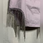 Haute Monde Lavender Rhinestone Fringe Tassel Denim Mini Dress Small Photo 1