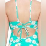Arizona Jeans New Junior’s XXL Teal Floral Daisy Swim Top Bikini V neck Swimsuit Swimwear Photo 1