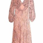 Free People NWT  Mirage Maxi Dress Long Sleeve Flowy Boho Peach Combo Size 2 NEW Photo 5