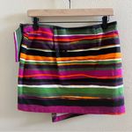 Kate Spade SATURDAY Buckle Over Mini Skirt Multicolor Striped Cotton Wrap Size 2 Photo 5