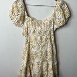 En Saison Yellow Floral Eyelet Mini Dress Puff Sleeve tie Open Front Women’s M Size M Photo 9