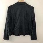 Lysse  Dark Brown Vegan Leather Faux stretch Moto motorcycle biker jacket women M Photo 7