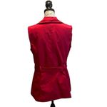 Sandro  Studio Puff Lapel Vest with Belt Ruby Red Size Large Statement Bold Photo 3