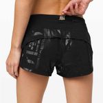 Lululemon  athletica Speed Up Low-Rise Lined Shorts 2.5” in Manifesto Foil Black Photo 1