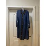 Soft Surroundings  Icon Urbina Dress Womens Large Blue Shirt Midi Contrast Trim Photo 2
