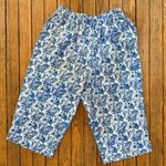 Bon Worth Floral Print Capri Pants Elastic Waist Cropped Blue White XSP Photo 9