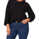 1. State Womens Black Bubble Crewneck Top Size 2X Photo 0