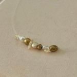 Handmade Brass Pearl Crystal Necklace  “Ygritte” Floating Minimal Classic Boho Photo 8
