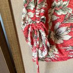 Erika  Red Floral Blouse with gathered sides medium Photo 6