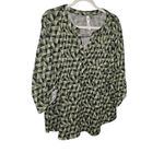 Ny Collection Womens Eyelet Blouse,  3/4 sleeves, Size 1X. Color Olive green and Photo 3