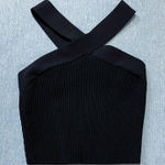 Aritzia  Babaton Sculpt Knit Criss Cross Crop Tank Size XS in Black Photo 0