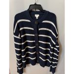 Caslon Stripe Pima Cotton Cardigan - Blue White - XL (New) Photo 2
