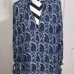 Derek Lam 10 CROSBY Intermix Silk Blue & White Paisley Print Blouse Photo 0