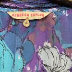 Rebecca Taylor Silk Purple Blue Floral 3/4 Sleeve Peasant Dress Size 4 Photo 5