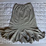 Vintage 90s Y2K Khaki Seamed Dramatic Ruffle Maxi Skirt Bohemian Photo 0