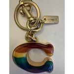 Coach Rainbow Pride 3D Signature C Bag Charm Keychain Key Fob Gold EUC Photo 1