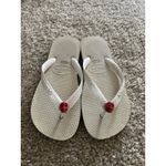Havaianas ‎ Flip flop White With Red Skull Charm Crystal Eyes Eur 37 Photo 6
