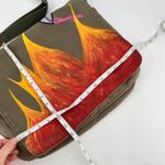 Gap Vintage Y2K Women's Canvas Fire Print Crossbody Messenger Bag Green Small Photo 6