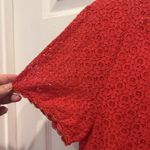 Altar'd State Lace Embroidered Lined Blouse Red Short Sleeve Floral Size Small Photo 6