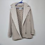 Wilfred Free Aritzia Shearling Lined Wool Coat XS Beige Zip Jacket Menchi Fabric Photo 3
