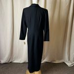 Vintage Oberon Black Wrap Style Maxi Dress Gold Buttons Long Sleeve Size 12 Photo 4
