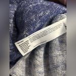 Eileen Fisher  Organic Linen Cotton Cropped Hoodie Pullover Navy White  Small Photo 6