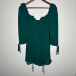 Lulus NWT  It Happened in Dublin Forest Green Ruched‎ Lace-up mini dress Sz XS Photo 10