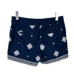 Loft  Shorts Low Rise 4” Inseam Navy White Cotton Embroidered Women’s Size 4 Photo 2