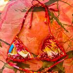 true vintage y2k aquatics sunset palm tree triangle bikini top Orange Photo 3