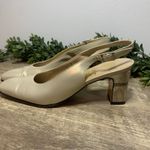 Salvatore Ferragamo pearl-colored slingback mirrored block heel Ladies Sz 7 Photo 1