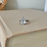 Pear Tapered Baguette Classic Silver Engagement Promise Wedding Ring “Eglantine”Jewelry Photo 3