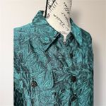 Coldwater Creek Vintage Turquoise Jacquard Jacket Textured Blazer Retro Artsy L Photo 5