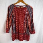 J Jill Boho Handkerchief Peasant Paisley Blouse Cottage Core Size Small Orange Photo 8
