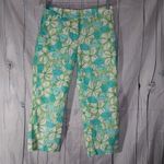 Lilly Pulitzer Lilly Pultizer Guava Green Floral And Crab Print Women's Capri's Size 4 Vintage Photo 1