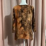 Dress Barn Brown Glitter Fairy Boho Floral asymmetrical 3/4 sleeves blouse - large Photo 1