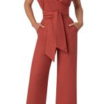 FKSP Rosé" Rust Wrap Linen Jumpsuit with side pockets Size Small. A18 Brown Photo 0