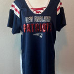 NFL Team Apparel NE Patriots Jersey Style Sequined TShirt Blue Size XL Photo 0