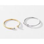 Boutique Dainty White Gold Filled Ring with Baguette‎ & Round Simulate, Adjustable Photo 12